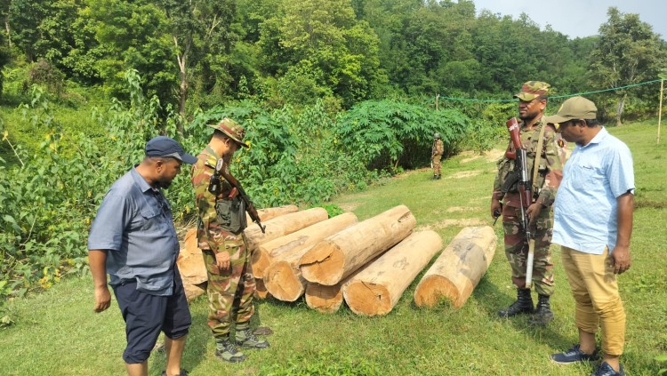 জুরাছড়িতে সেনাবাহিনীর বিশেষ অভিযানে ৯০ লক্ষ টাকার অবৈধ কাঠ জব্দ